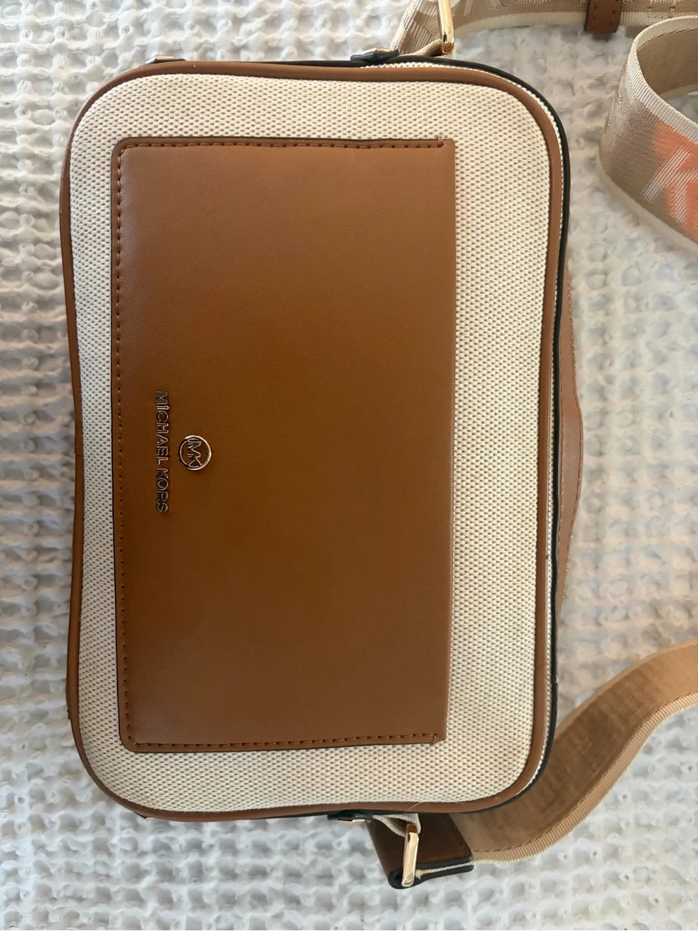 Michael Kors Tan and Cream Crossbody Messenger Bag